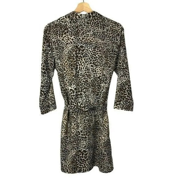 1. State Brown Leopard Print Long Sleeve Button Down Shirtdress S - Picture 3 of 4